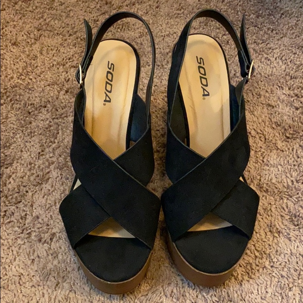 Soda Black and Brown Wedges- New without box.